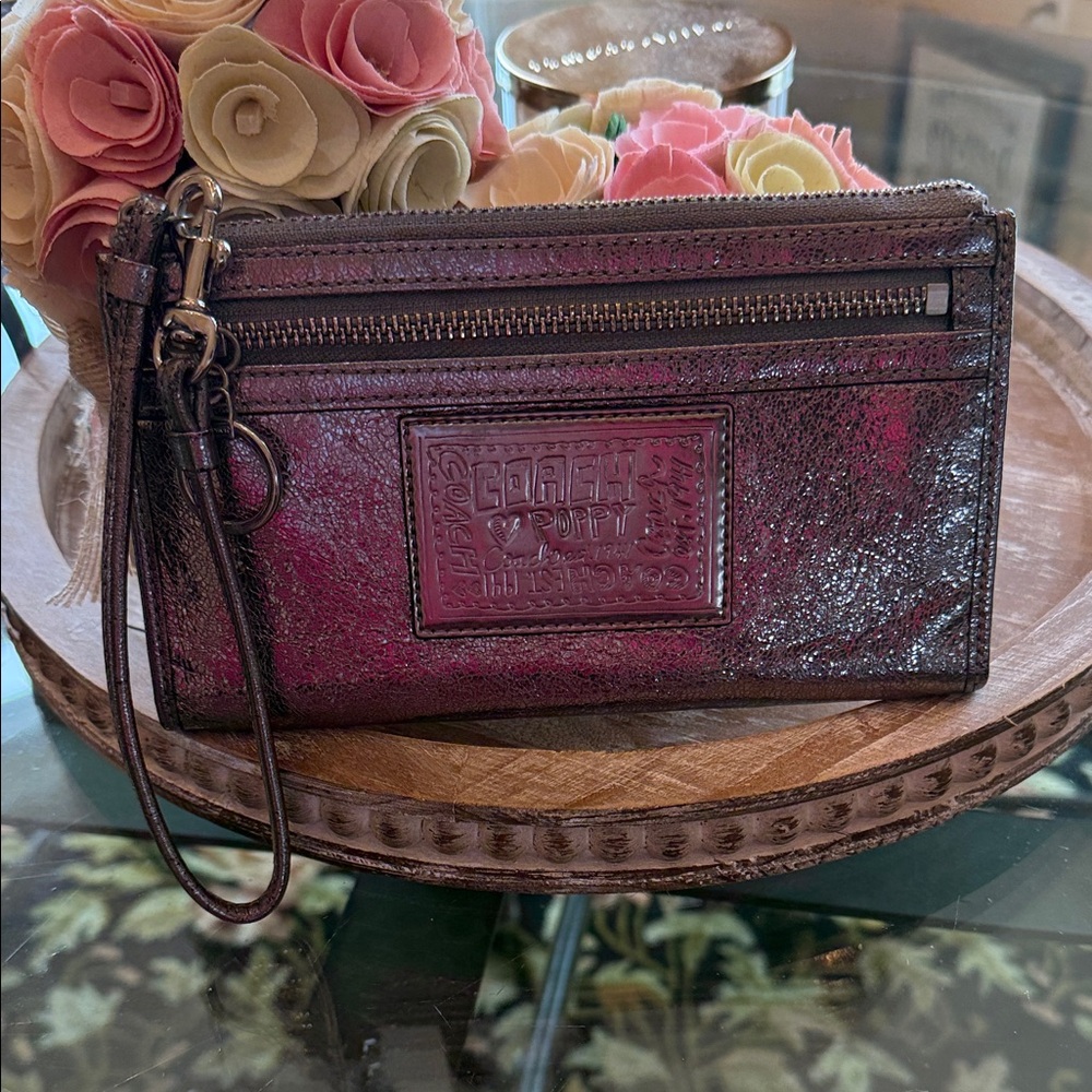 Coach Silver  Wristlet from the Poppy Collection